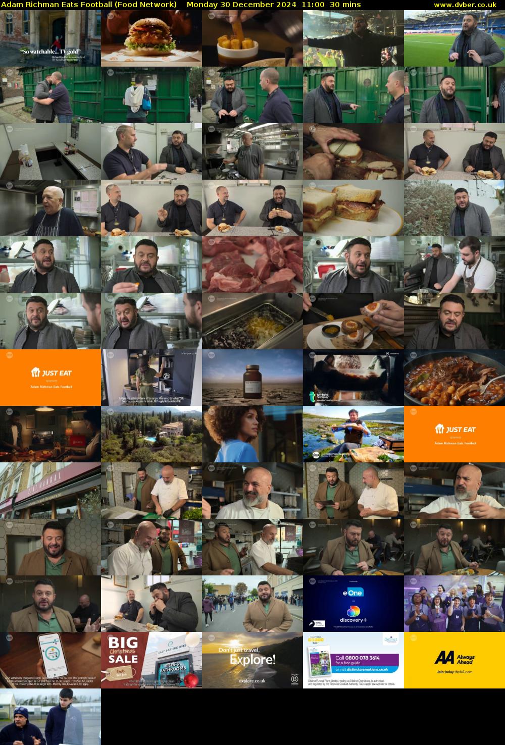 Adam Richman Eats Football (Food Network) Monday 30 December 2024 11:00 - 11:30