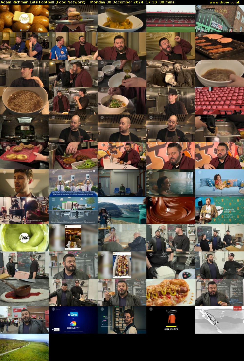 Adam Richman Eats Football (Food Network) Monday 30 December 2024 17:30 - 18:00