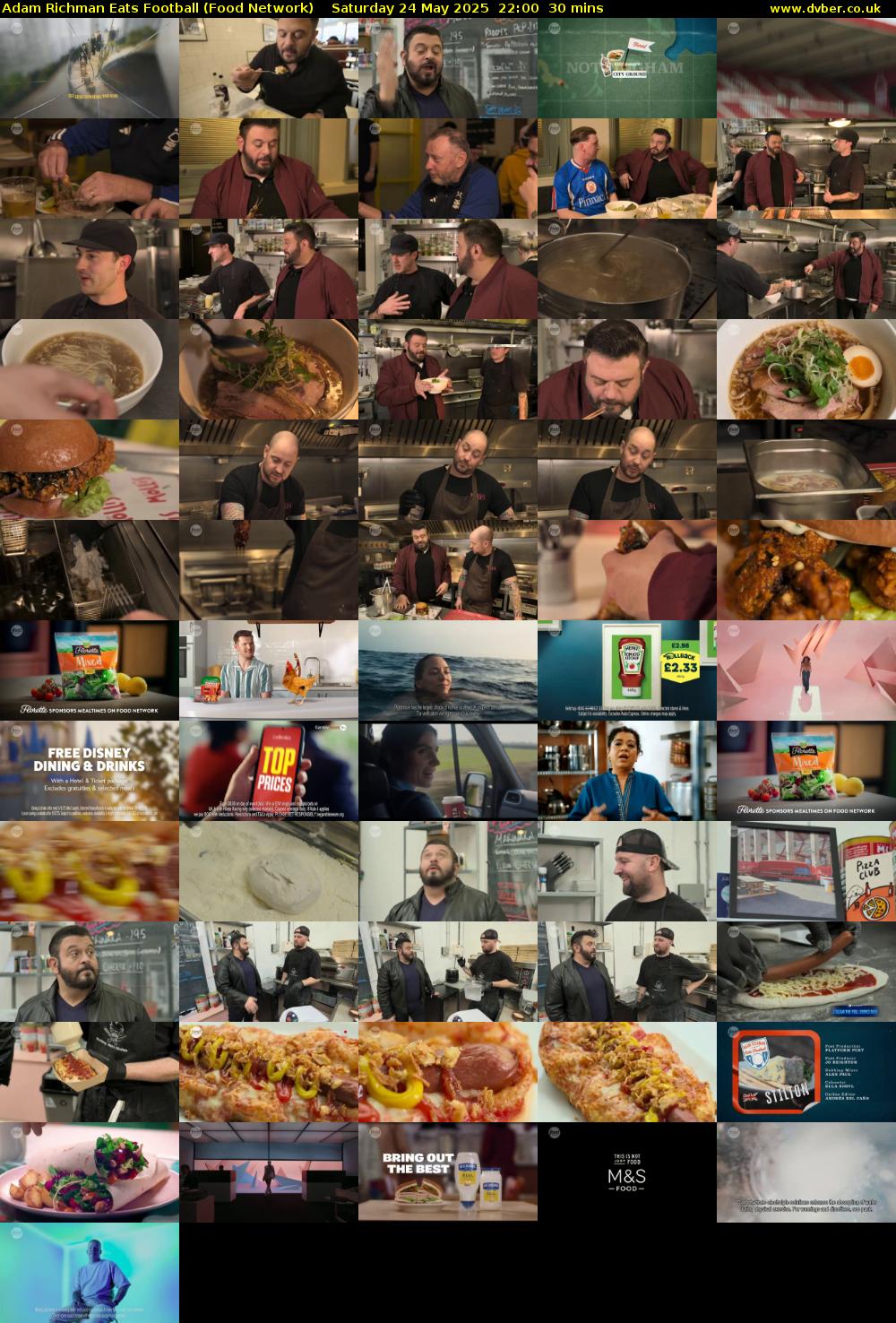 Adam Richman Eats Football (Food Network) Saturday 24 May 2025 22:00 - 22:30