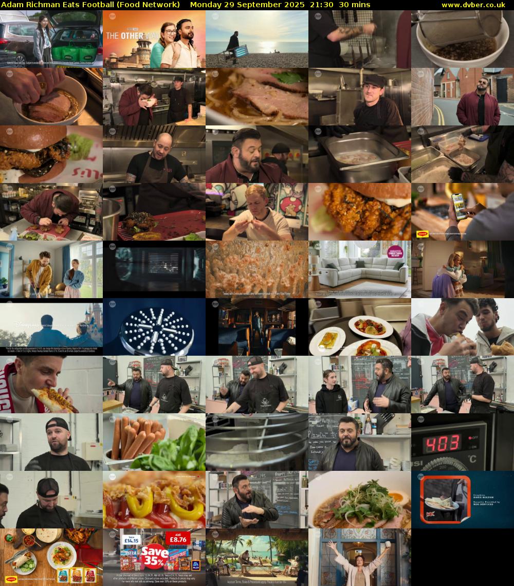Adam Richman Eats Football (Food Network) Monday 29 September 2025 21:30 - 22:00
