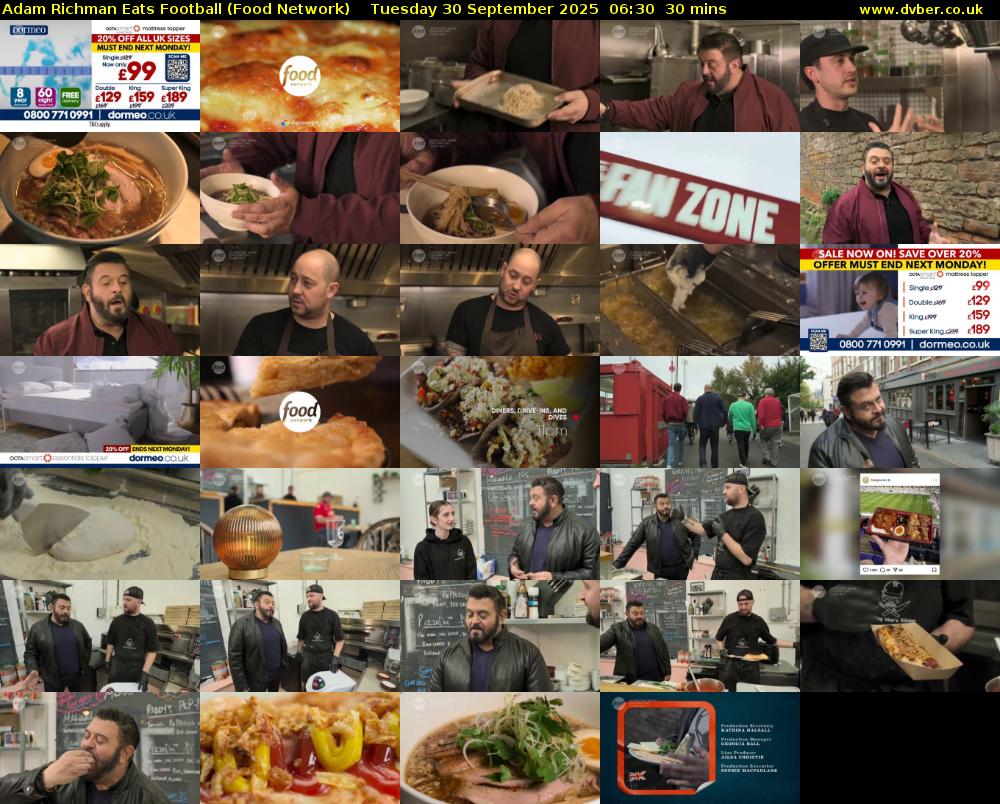 Adam Richman Eats Football (Food Network) Tuesday 30 September 2025 06:30 - 07:00