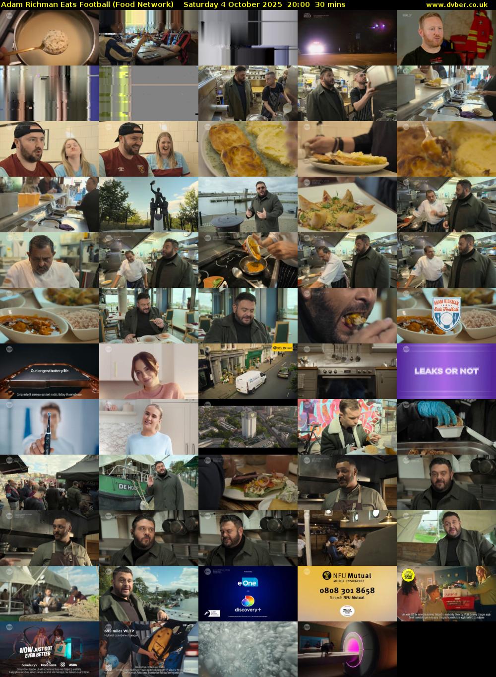 Adam Richman Eats Football (Food Network) Saturday 4 October 2025 20:00 - 20:30