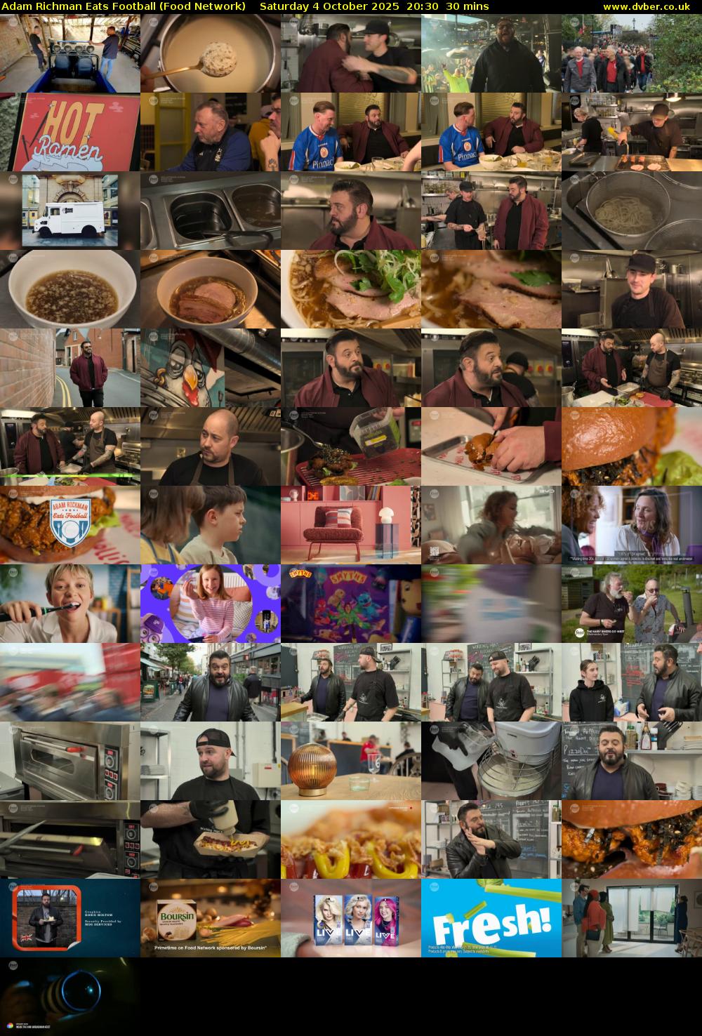 Adam Richman Eats Football (Food Network) Saturday 4 October 2025 20:30 - 21:00