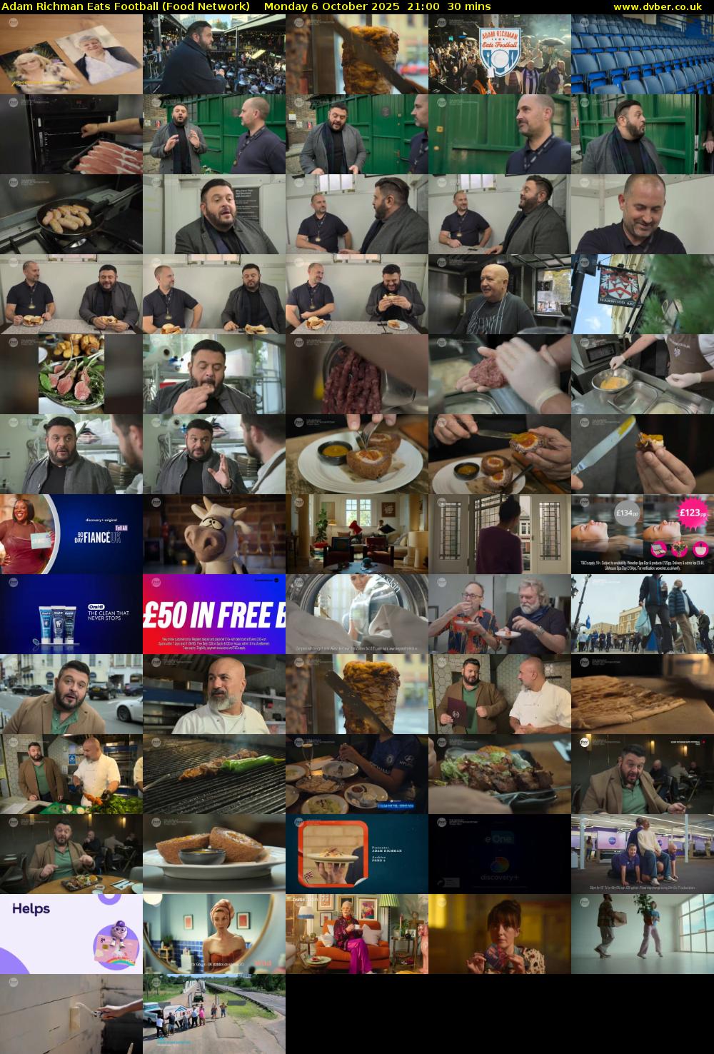 Adam Richman Eats Football (Food Network) Monday 6 October 2025 21:00 - 21:30