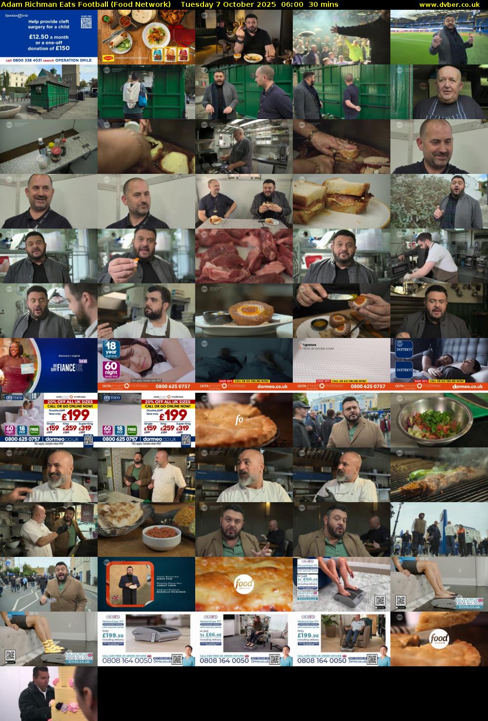 Adam Richman Eats Football (Food Network) Tuesday 7 October 2025 06:00 - 06:30