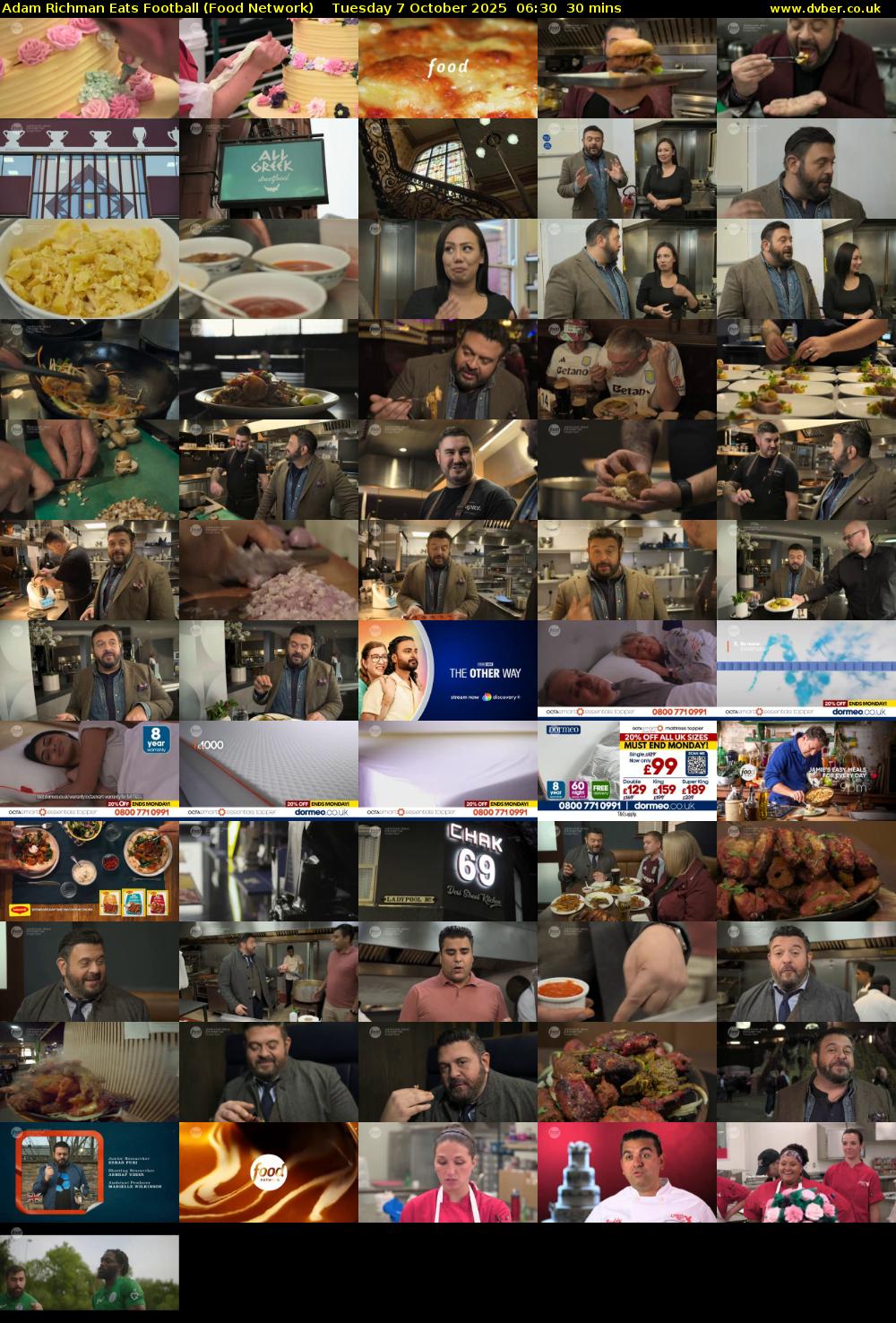 Adam Richman Eats Football (Food Network) Tuesday 7 October 2025 06:30 - 07:00