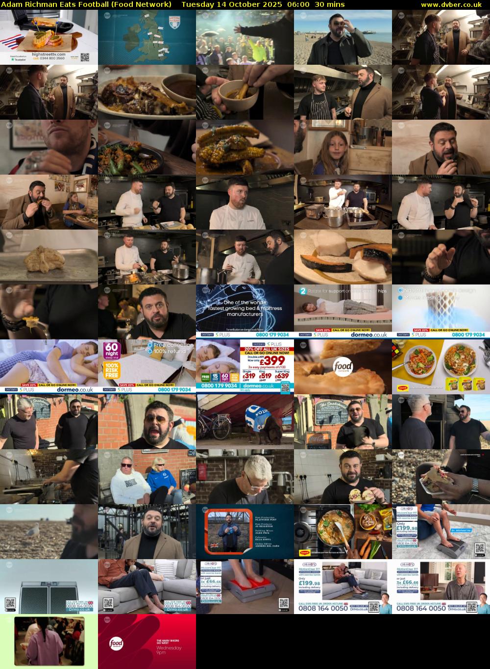 Adam Richman Eats Football (Food Network) Tuesday 14 October 2025 06:00 - 06:30