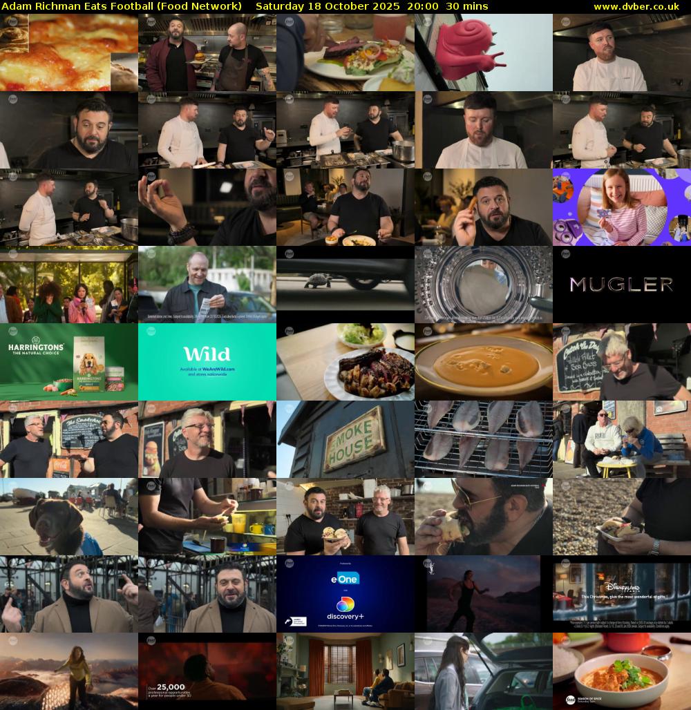 Adam Richman Eats Football (Food Network) Saturday 18 October 2025 20:00 - 20:30