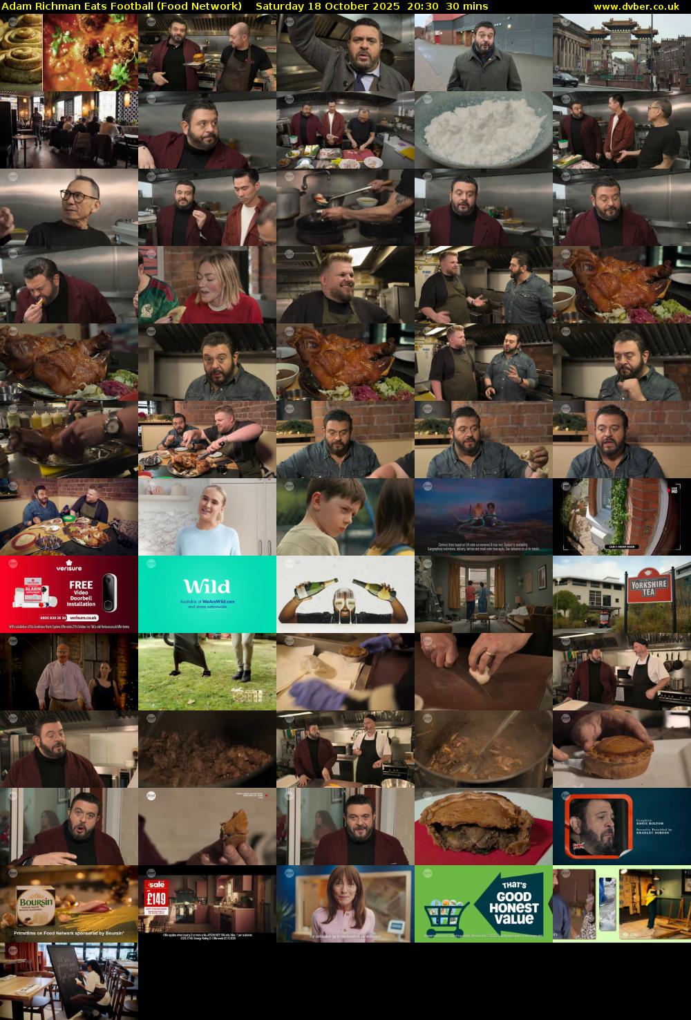 Adam Richman Eats Football (Food Network) Saturday 18 October 2025 20:30 - 21:00