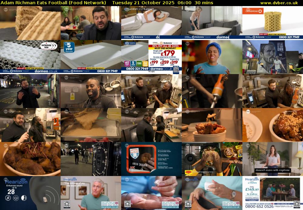 Adam Richman Eats Football (Food Network) Tuesday 21 October 2025 06:00 - 06:30