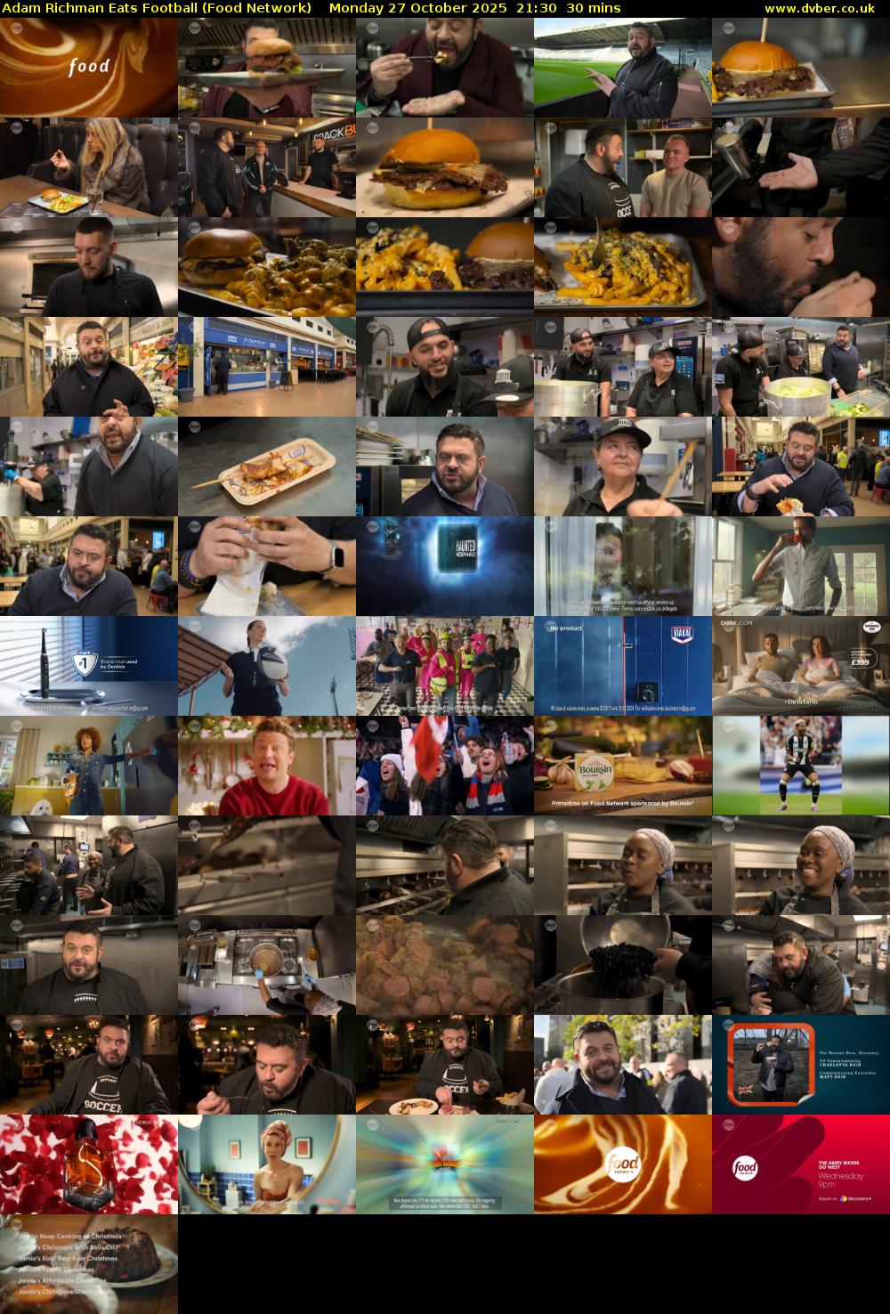 Adam Richman Eats Football (Food Network) Monday 27 October 2025 21:30 - 22:00