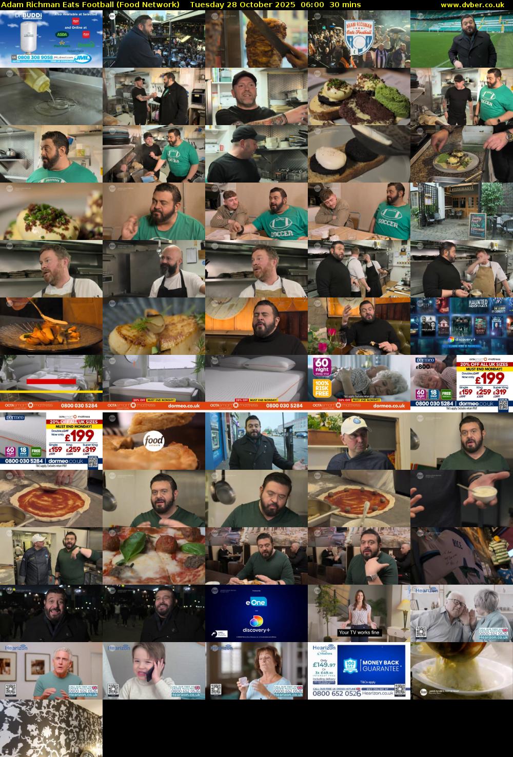 Adam Richman Eats Football (Food Network) Tuesday 28 October 2025 06:00 - 06:30