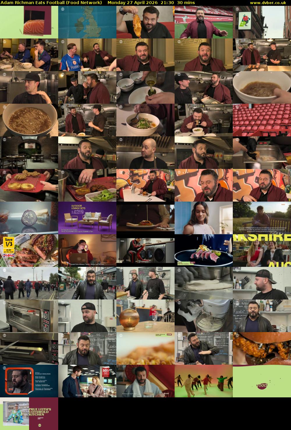 Adam Richman Eats Football (Food Network) Monday 27 April 2026 21:30 - 22:00