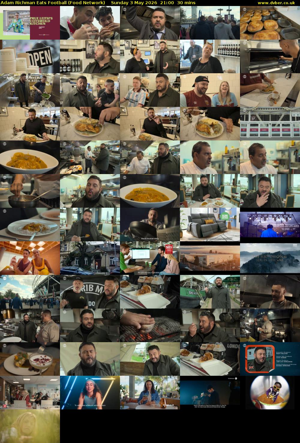 Adam Richman Eats Football (Food Network) Sunday 3 May 2026 21:00 - 21:30