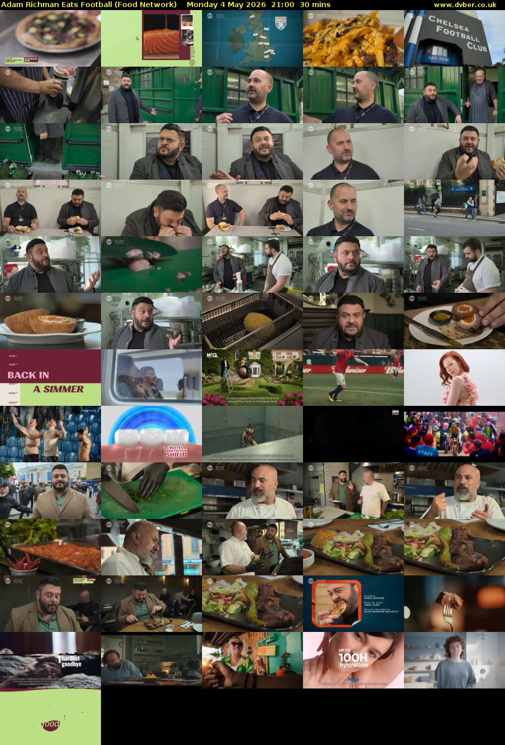 Adam Richman Eats Football (Food Network) Monday 4 May 2026 21:00 - 21:30