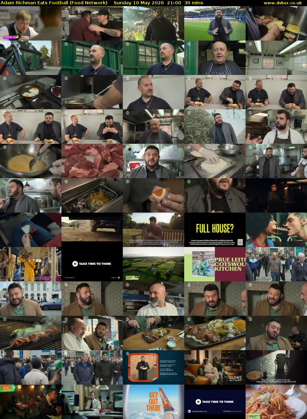 Adam Richman Eats Football (Food Network) Sunday 10 May 2026 21:00 - 21:30