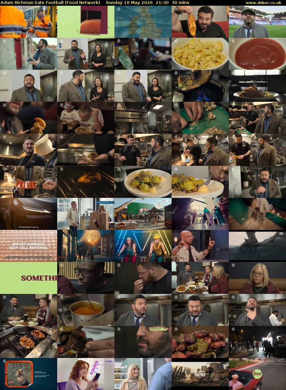 Adam Richman Eats Football (Food Network) Sunday 10 May 2026 21:30 - 22:00