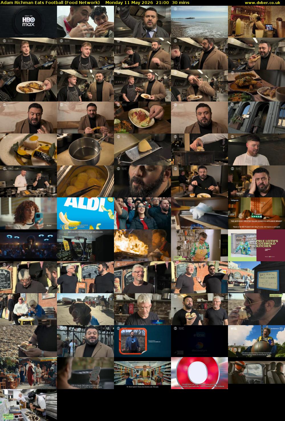 Adam Richman Eats Football (Food Network) Monday 11 May 2026 21:00 - 21:30