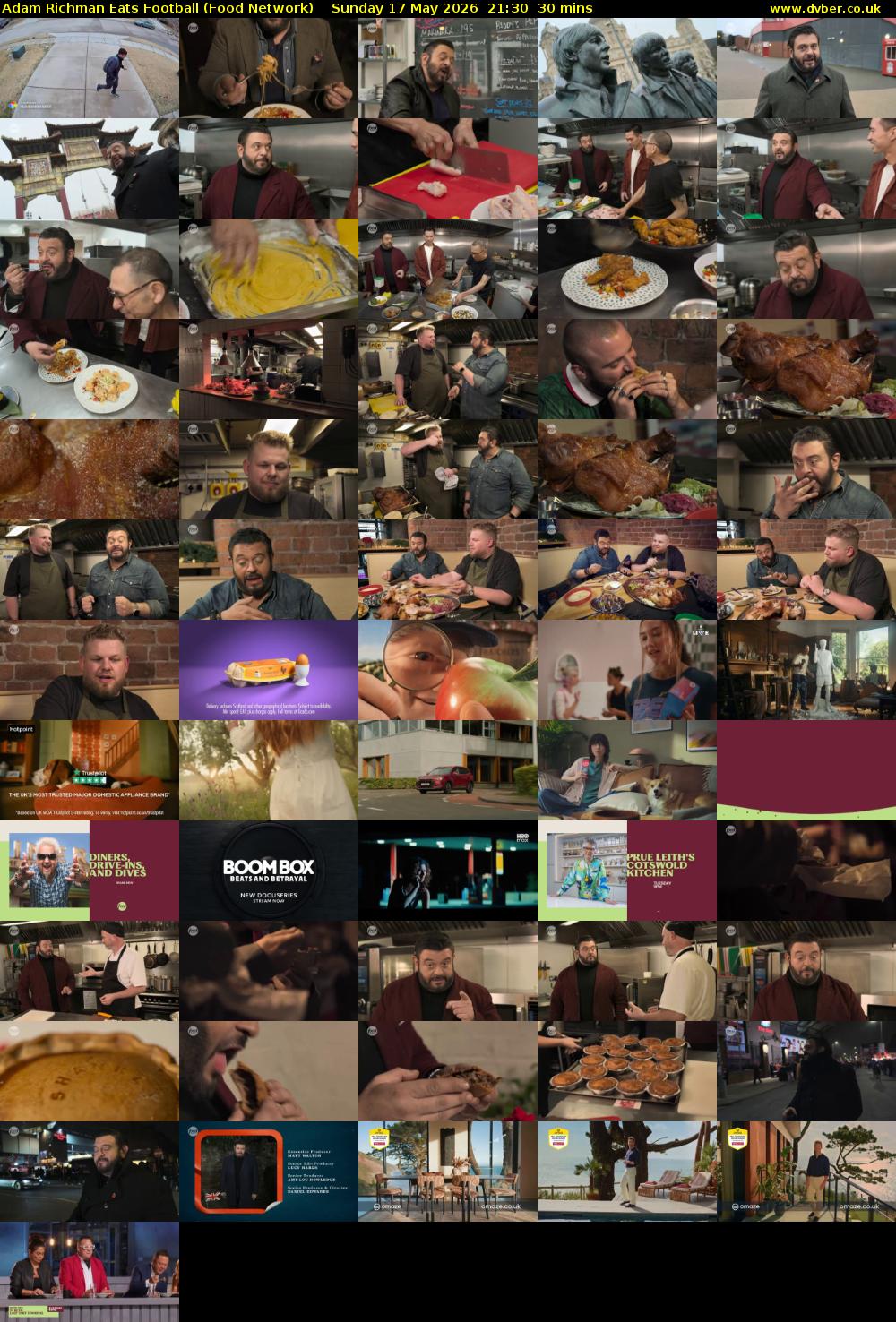 Adam Richman Eats Football (Food Network) Sunday 17 May 2026 21:30 - 22:00