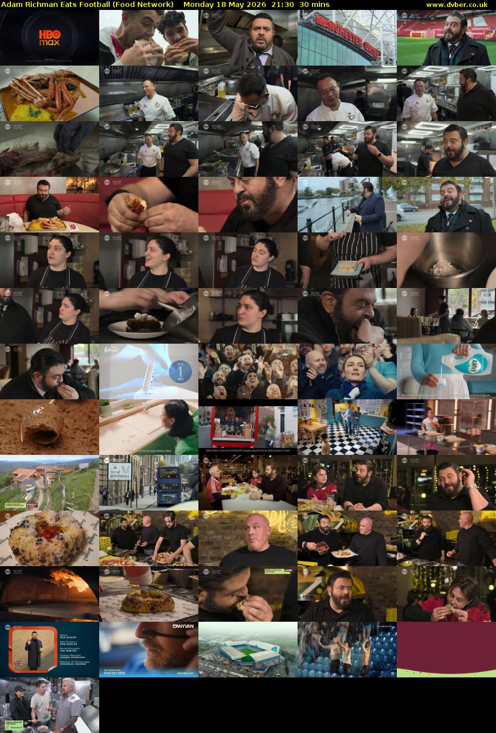 Adam Richman Eats Football (Food Network) Monday 18 May 2026 21:30 - 22:00
