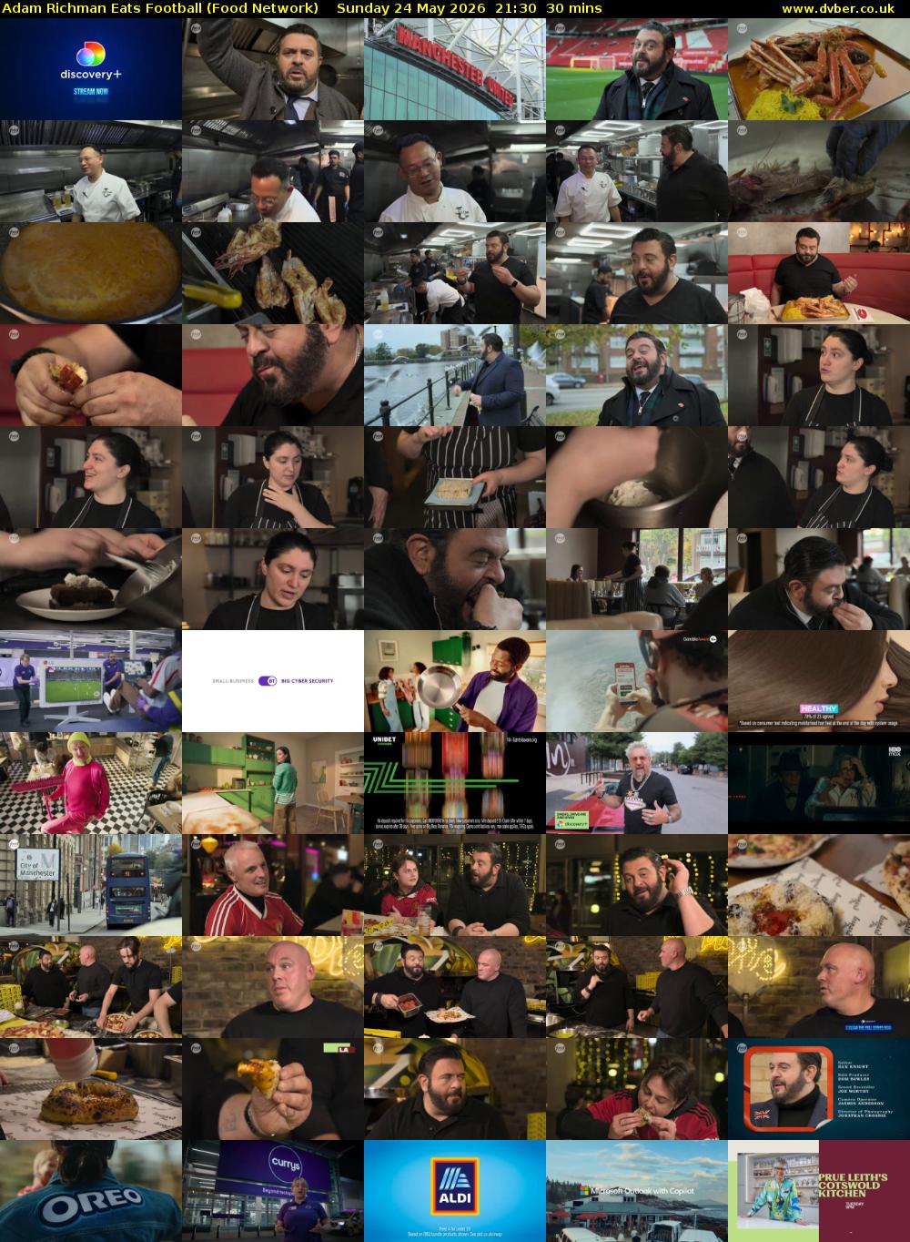 Adam Richman Eats Football (Food Network) Sunday 24 May 2026 21:30 - 22:00