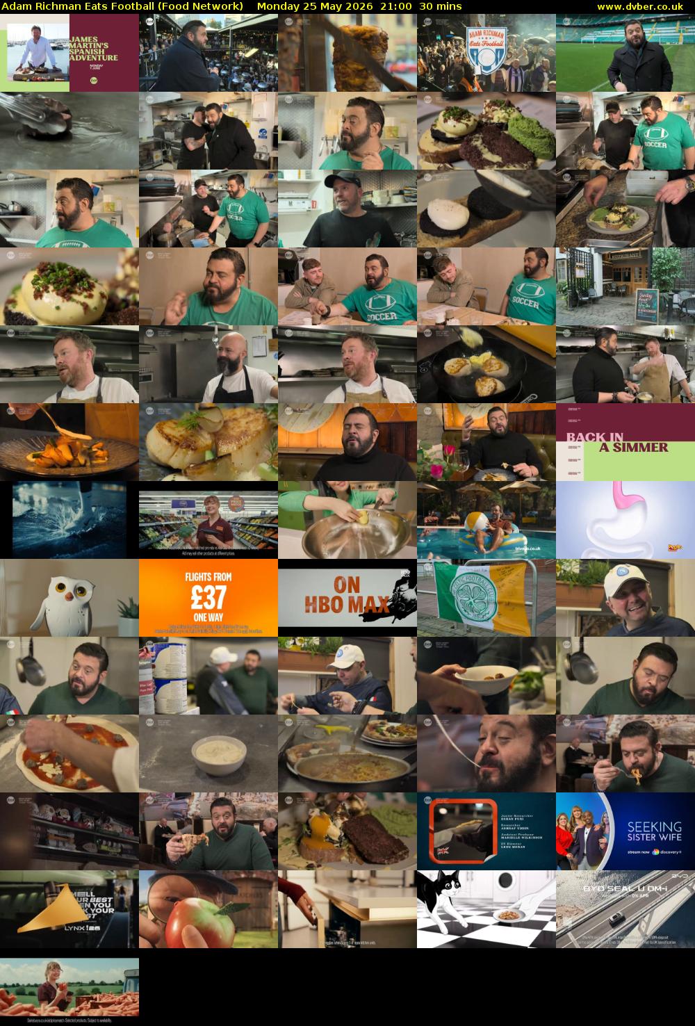 Adam Richman Eats Football (Food Network) Monday 25 May 2026 21:00 - 21:30