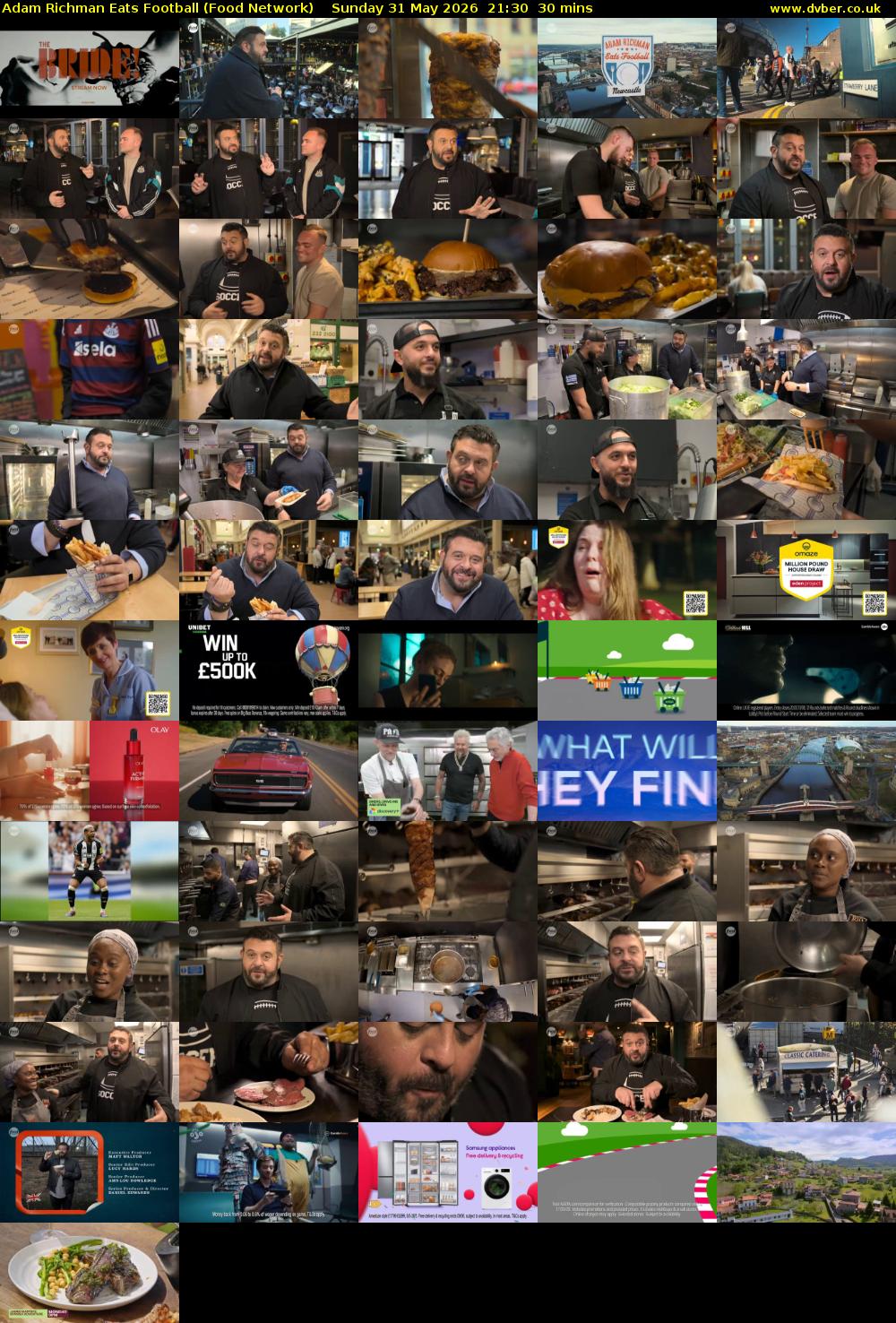 Adam Richman Eats Football (Food Network) Sunday 31 May 2026 21:30 - 22:00