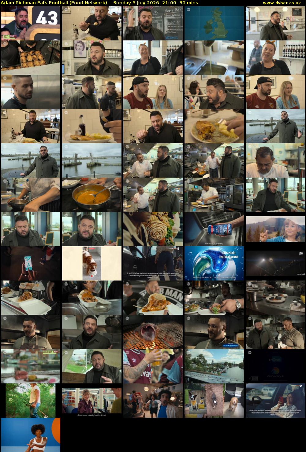 Adam Richman Eats Football (Food Network) Sunday 5 July 2026 21:00 - 21:30
