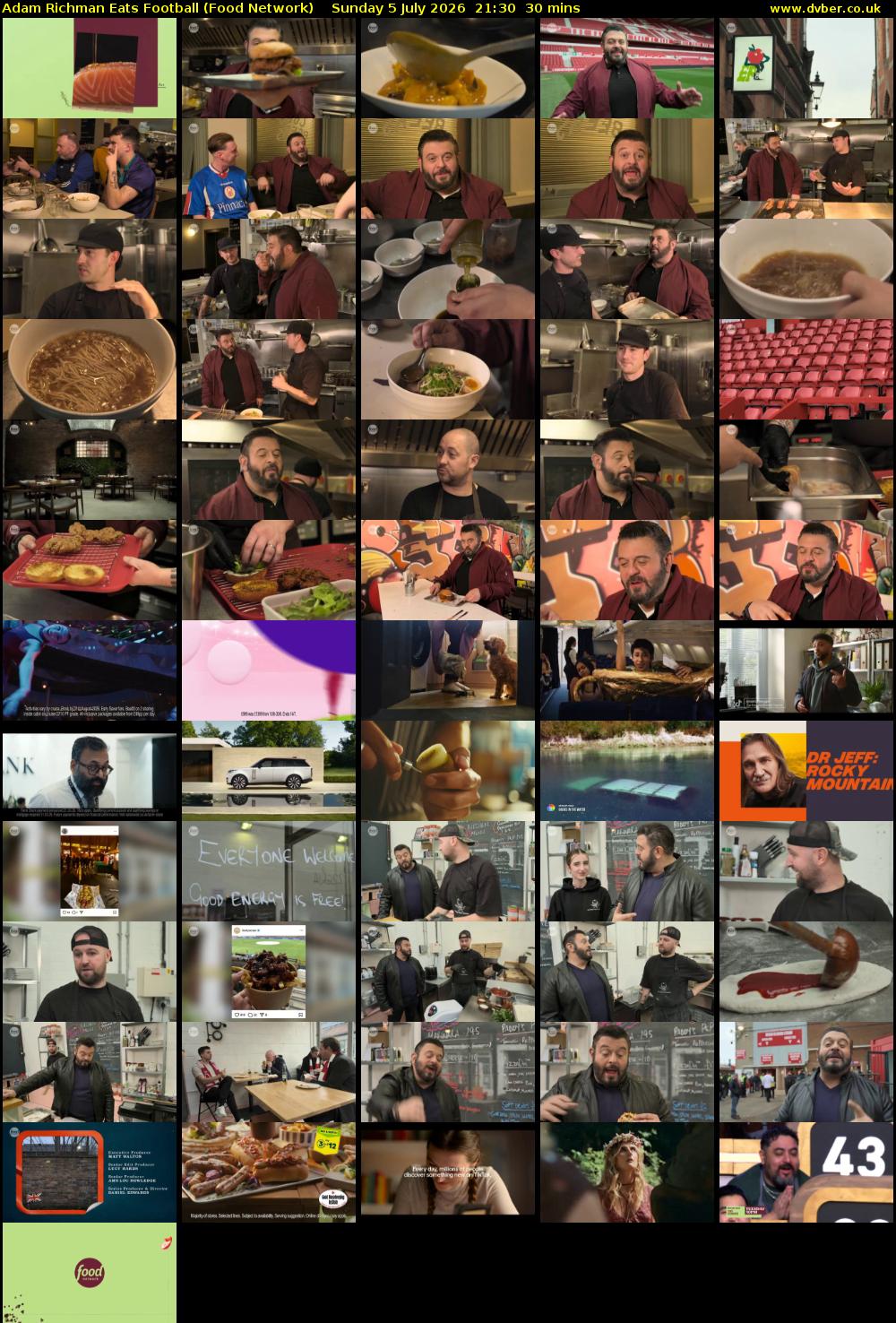 Adam Richman Eats Football (Food Network) Sunday 5 July 2026 21:30 - 22:00
