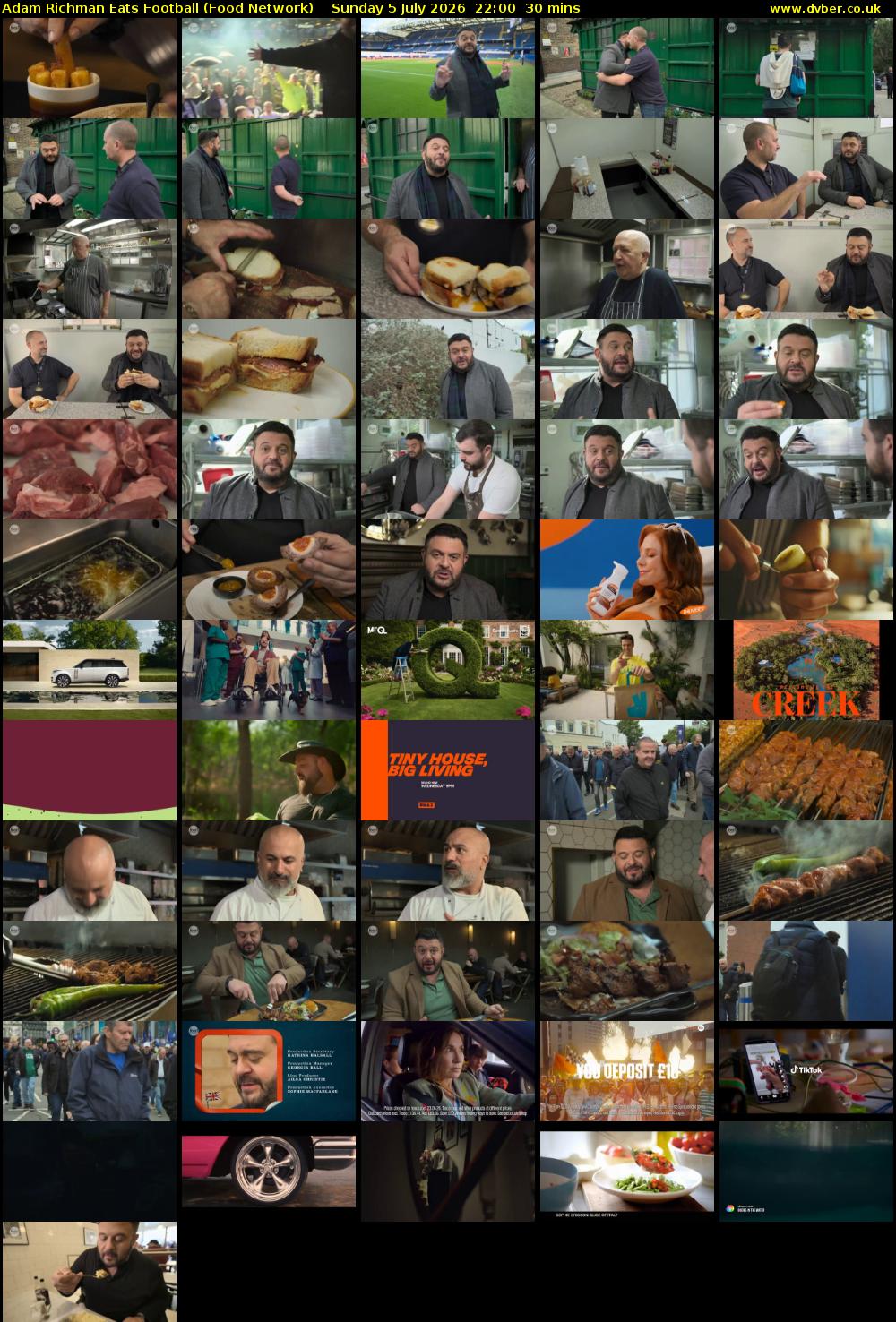 Adam Richman Eats Football (Food Network) Sunday 5 July 2026 22:00 - 22:30