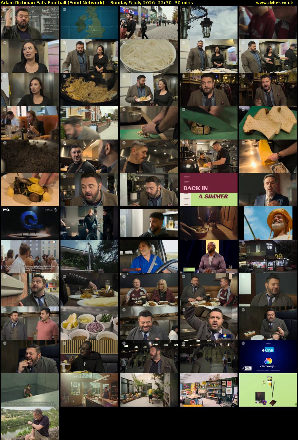 Adam Richman Eats Football (Food Network) Sunday 5 July 2026 22:30 - 23:00