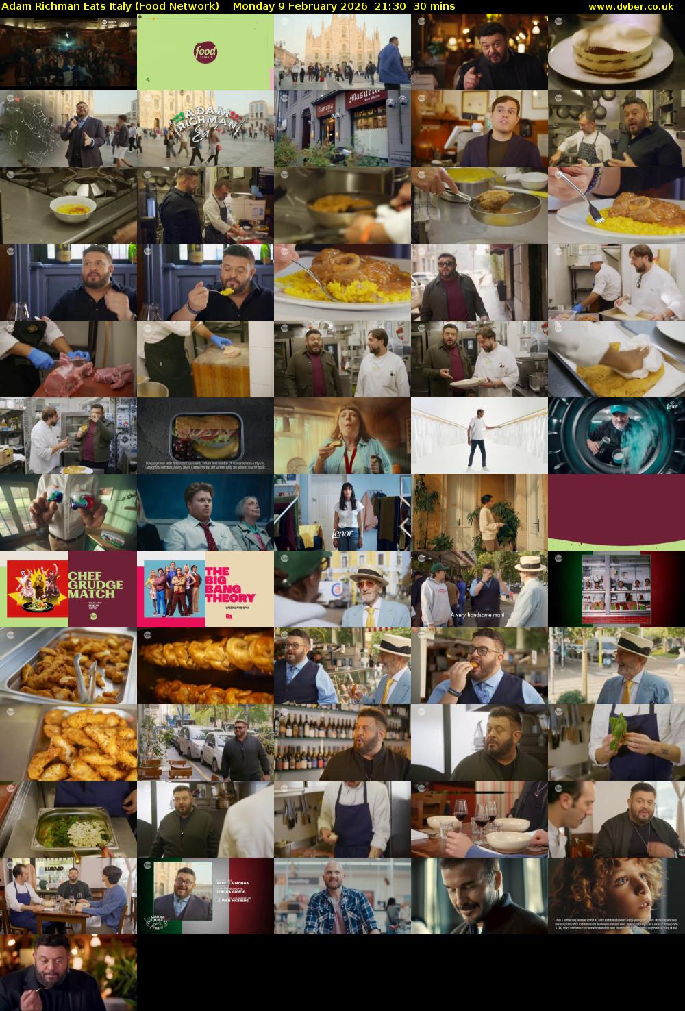 Adam Richman Eats Italy (Food Network) Monday 9 February 2026 21:30 - 22:00