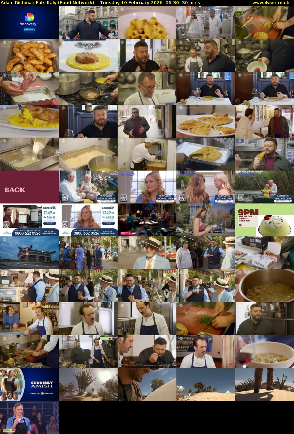 Adam Richman Eats Italy (Food Network) Tuesday 10 February 2026 06:30 - 07:00