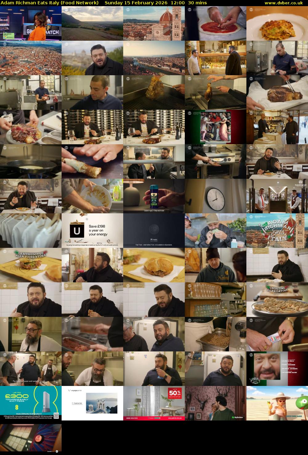 Adam Richman Eats Italy (Food Network) Sunday 15 February 2026 12:00 - 12:30