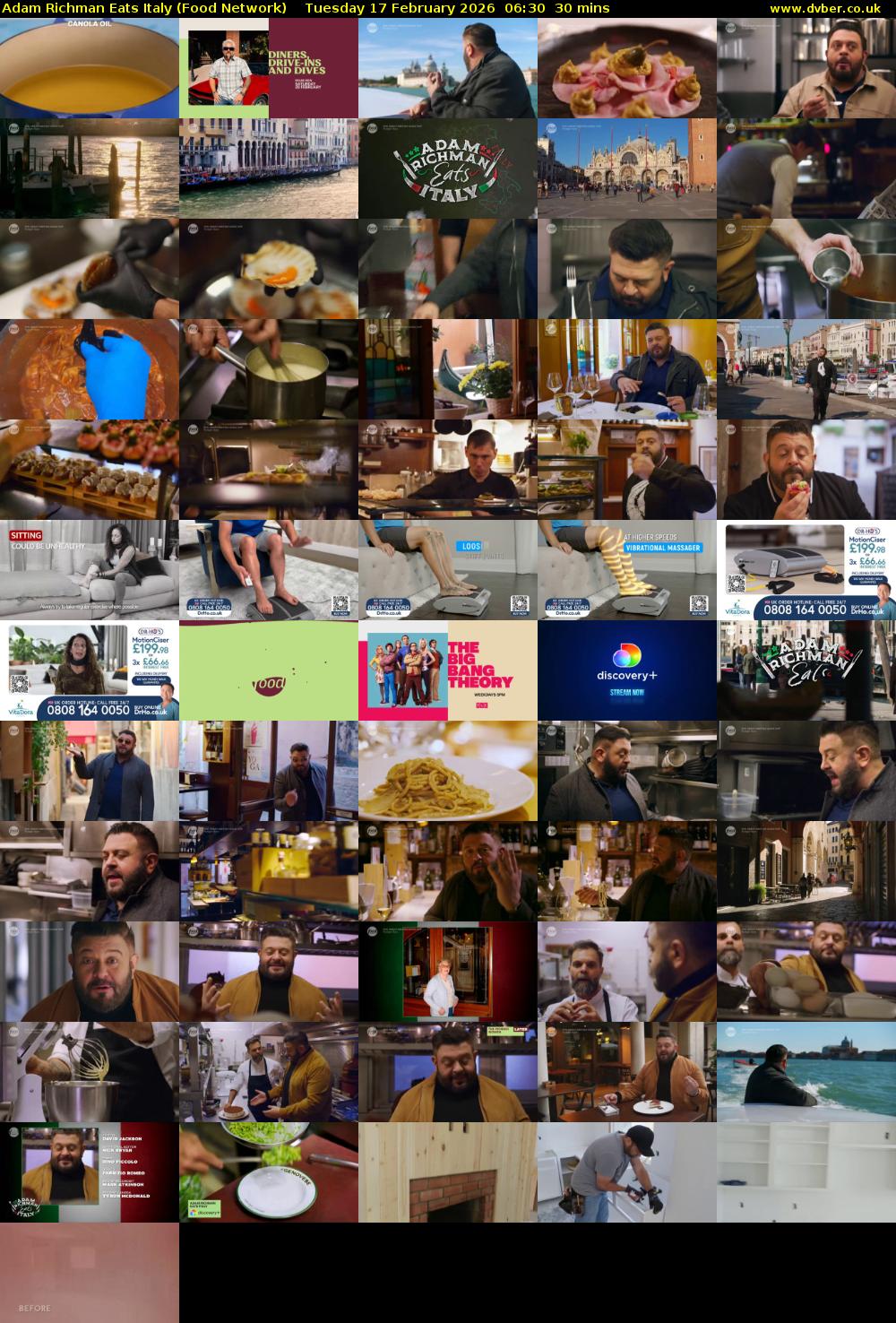 Adam Richman Eats Italy (Food Network) Tuesday 17 February 2026 06:30 - 07:00