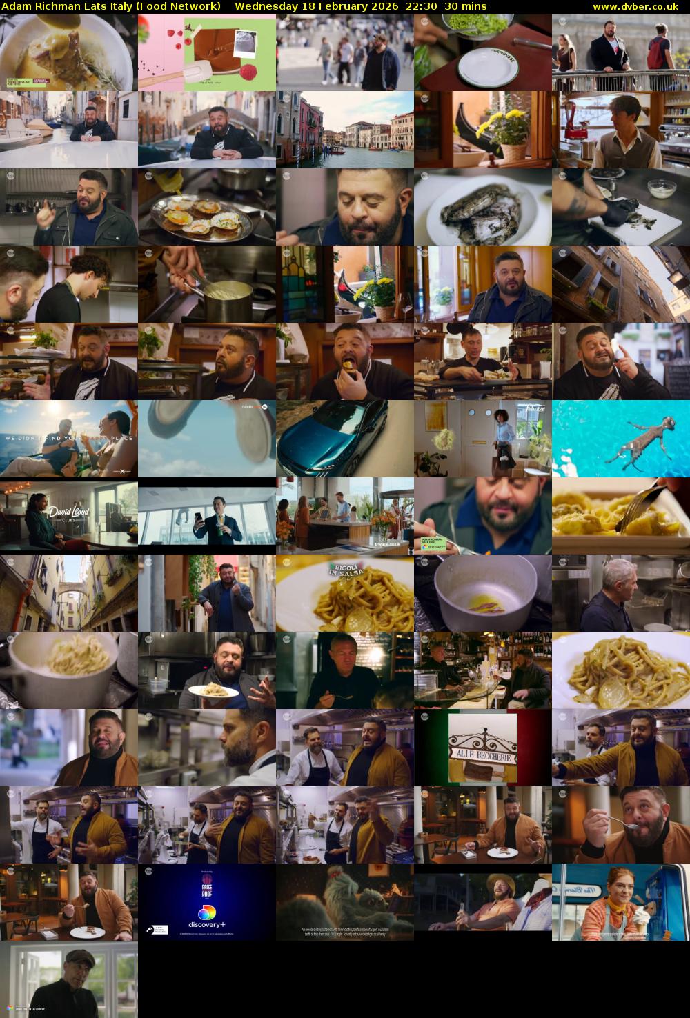 Adam Richman Eats Italy (Food Network) Wednesday 18 February 2026 22:30 - 23:00