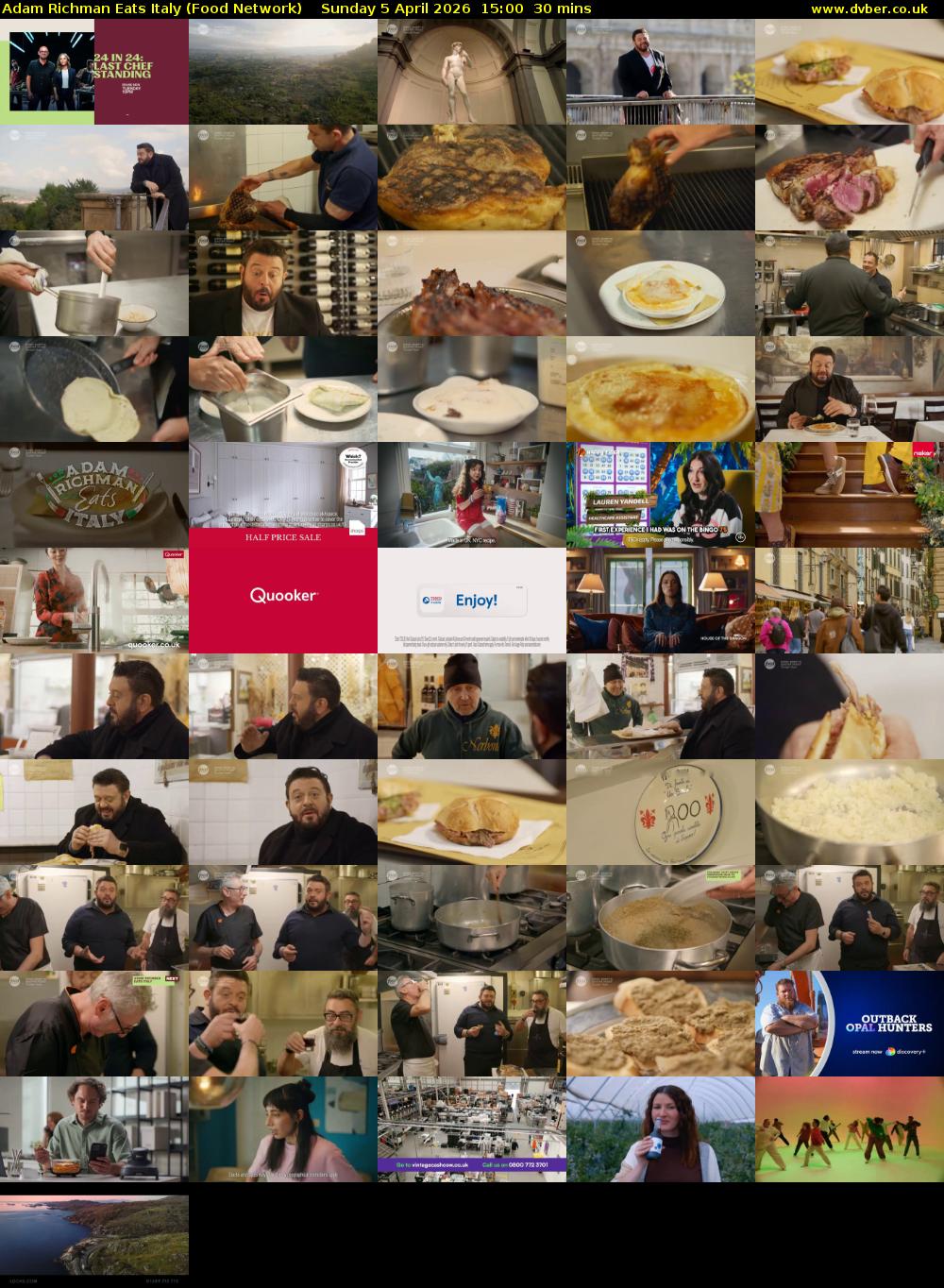 Adam Richman Eats Italy (Food Network) Sunday 5 April 2026 15:00 - 15:30