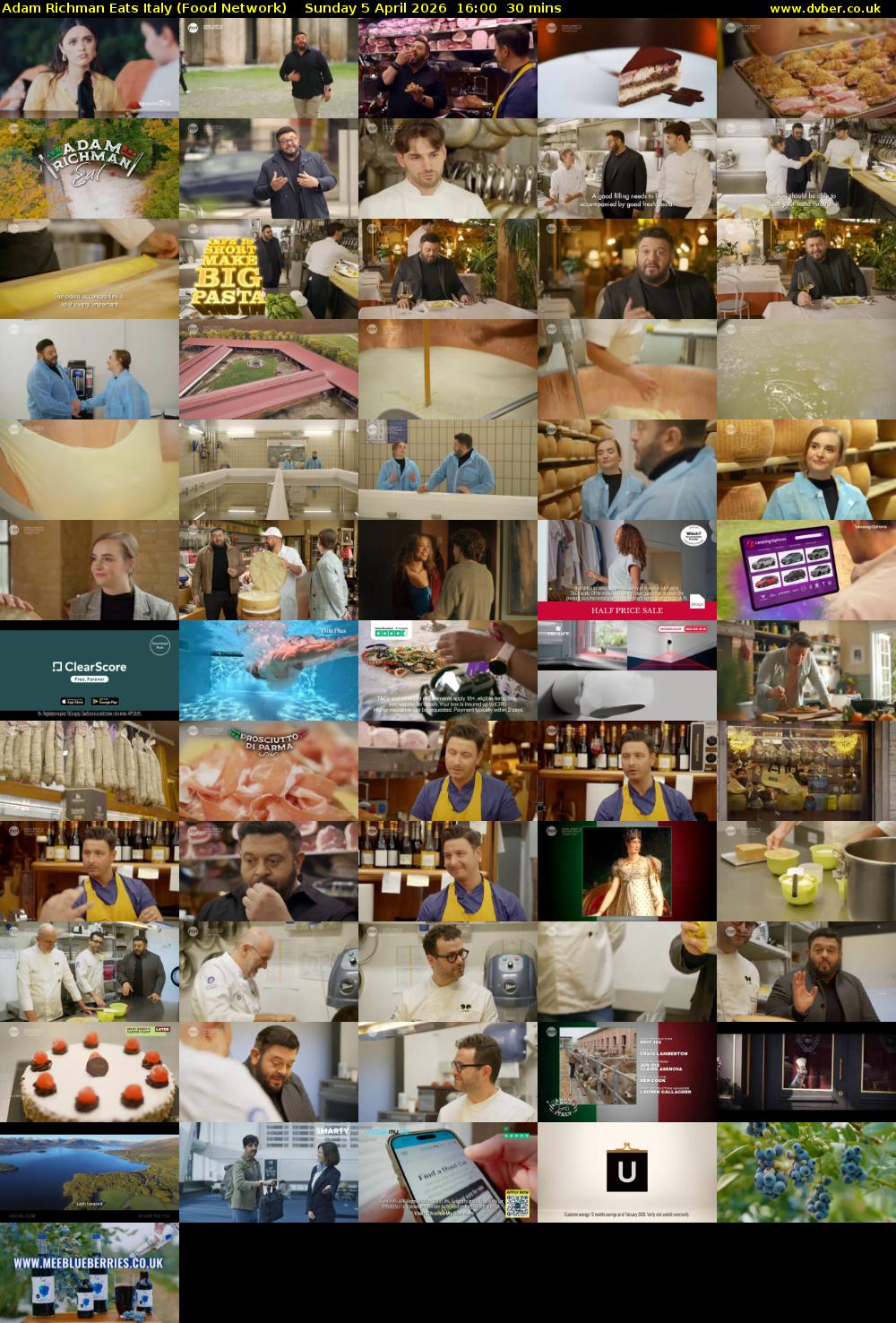 Adam Richman Eats Italy (Food Network) Sunday 5 April 2026 16:00 - 16:30