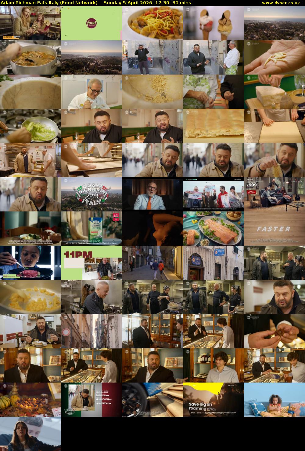 Adam Richman Eats Italy (Food Network) Sunday 5 April 2026 17:30 - 18:00
