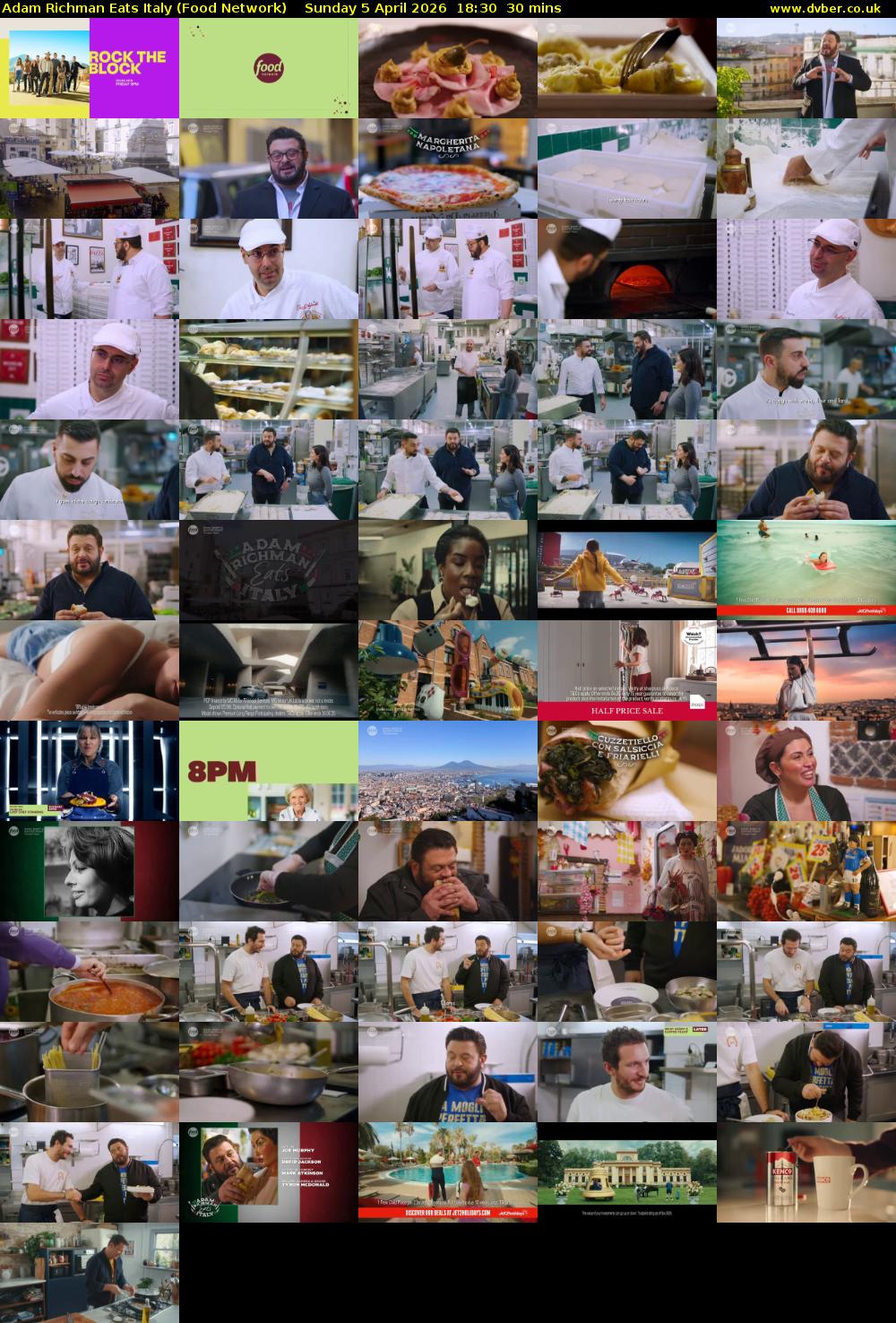 Adam Richman Eats Italy (Food Network) Sunday 5 April 2026 18:30 - 19:00