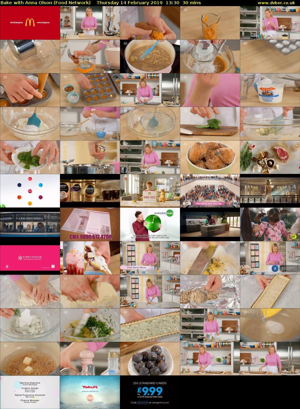 Bake with Anna Olson (Food Network) Thursday 14 February 2019 13:30 - 14:00