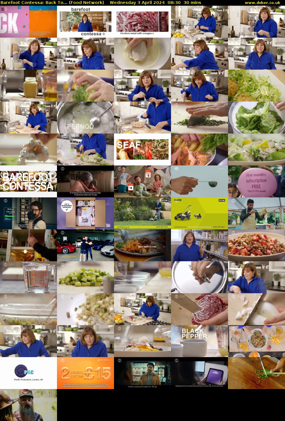 Barefoot Contessa: Back To... (Food Network) Wednesday 3 April 2024 08:30 - 09:00