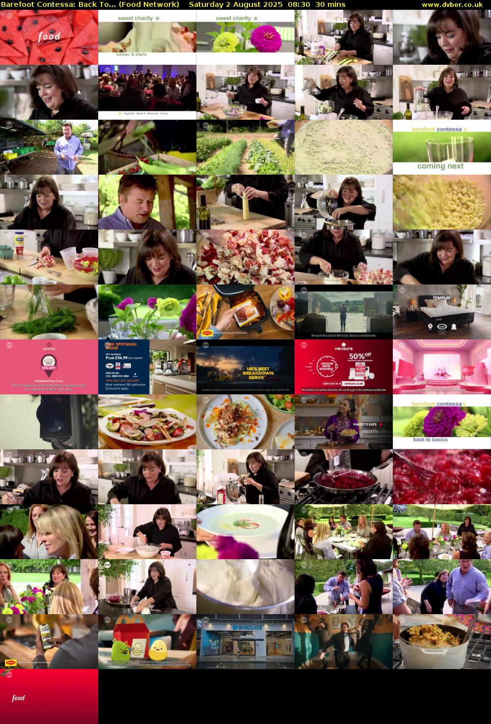 Barefoot Contessa: Back To... (Food Network) Saturday 2 August 2025 08:30 - 09:00