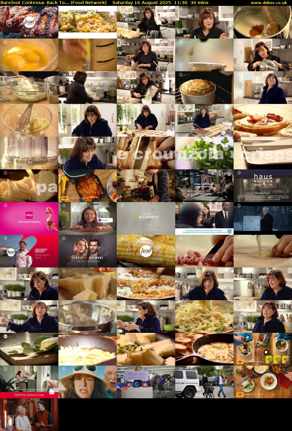 Barefoot Contessa: Back To... (Food Network) Saturday 16 August 2025 11:30 - 12:00