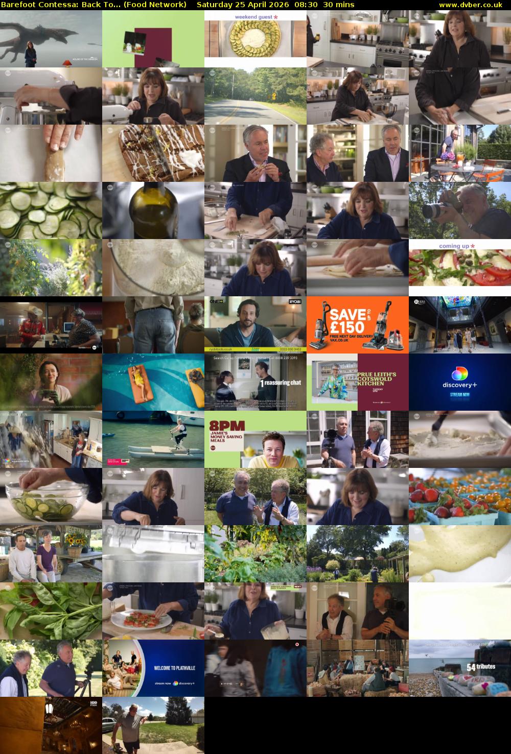 Barefoot Contessa: Back To... (Food Network) Saturday 25 April 2026 08:30 - 09:00