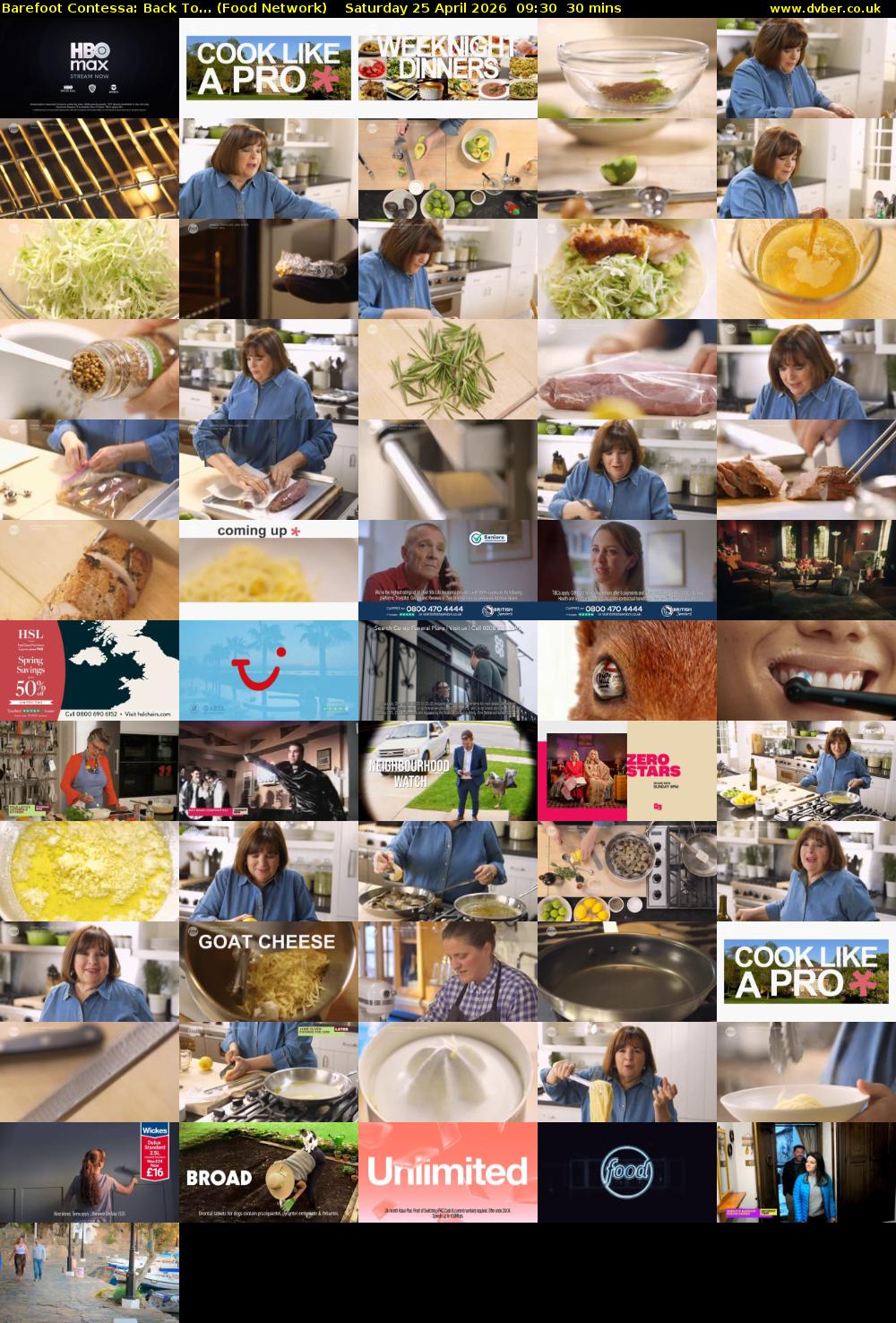 Barefoot Contessa: Back To... (Food Network) Saturday 25 April 2026 09:30 - 10:00
