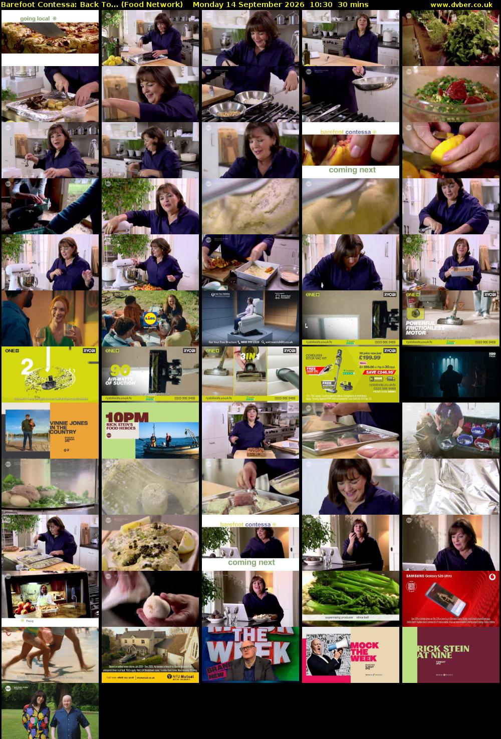 Barefoot Contessa: Back To... (Food Network) Monday 14 September 2026 10:30 - 11:00