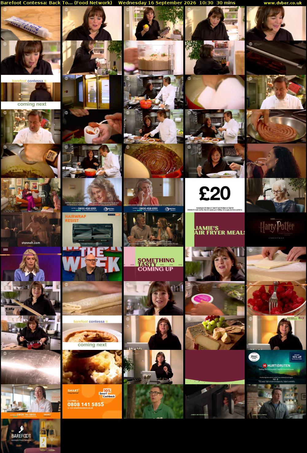 Barefoot Contessa: Back To... (Food Network) Wednesday 16 September 2026 10:30 - 11:00