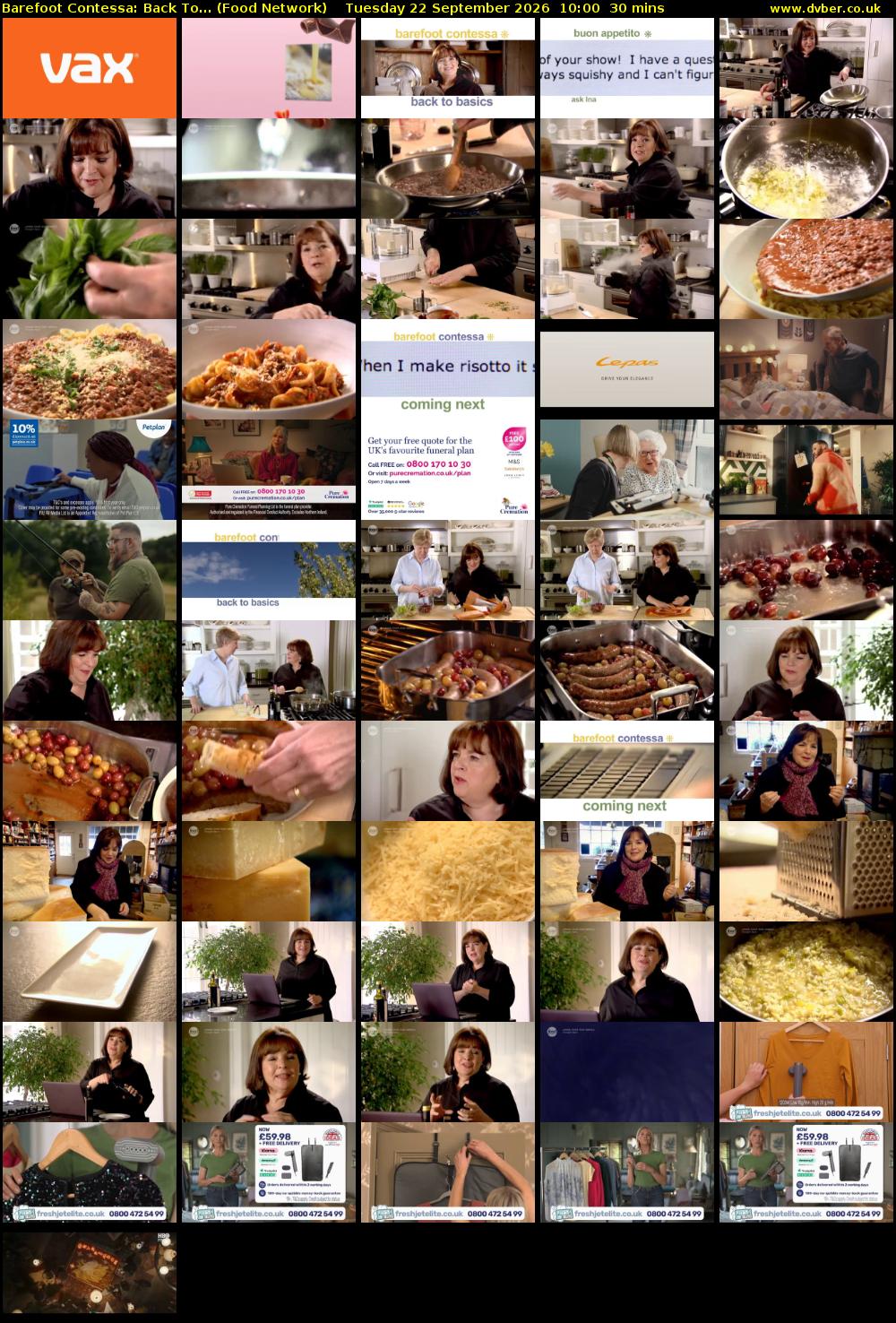 Barefoot Contessa: Back To... (Food Network) Tuesday 22 September 2026 10:00 - 10:30