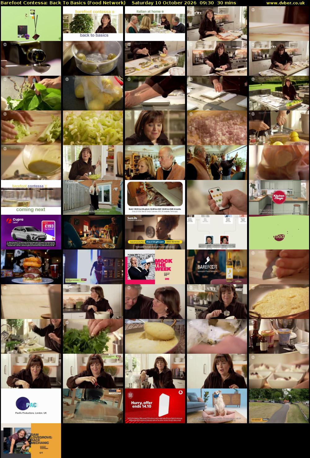 Barefoot Contessa: Back to Basics (Food Network) Saturday 10 October 2026 09:30 - 10:00